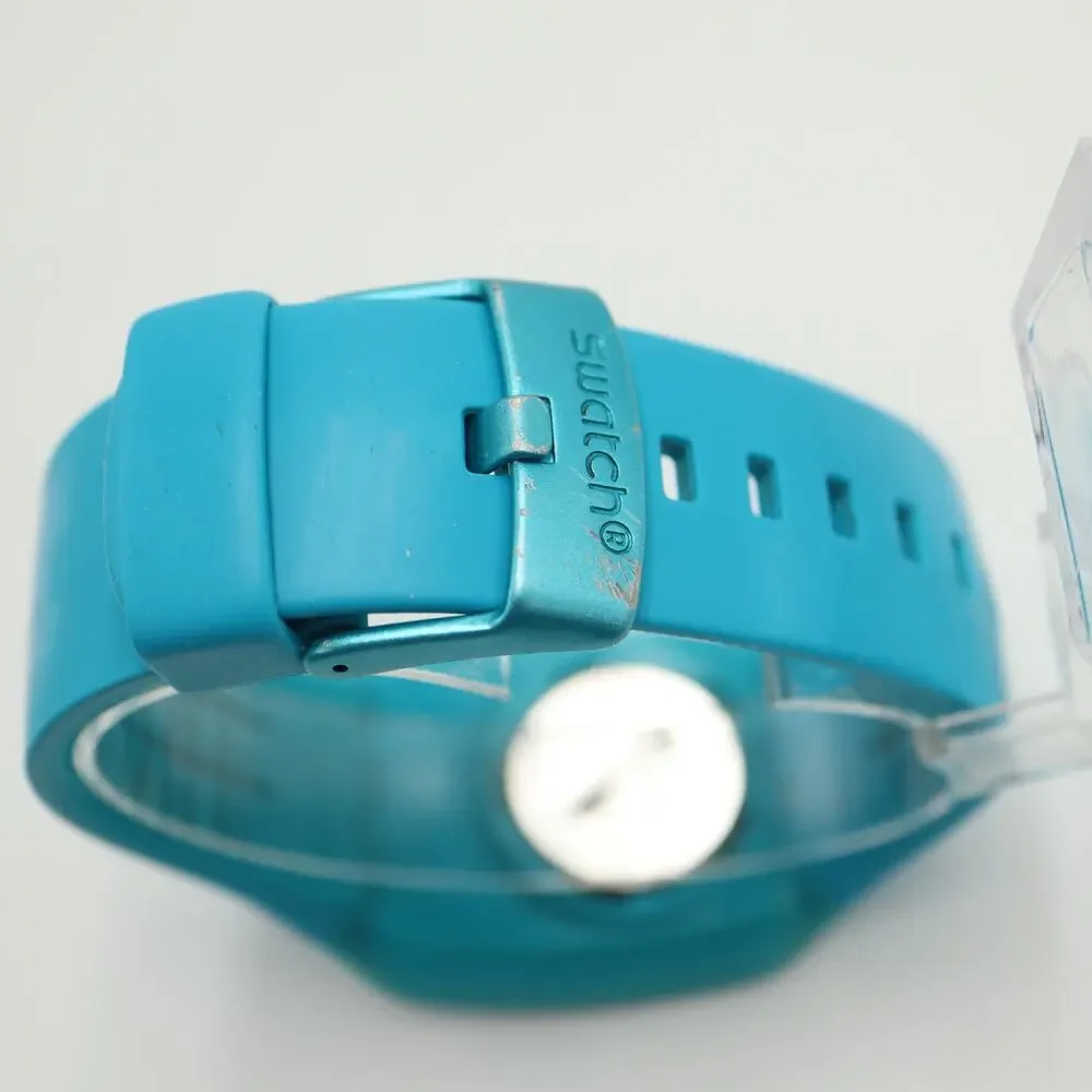 Swatch Touch Blue Digital 39mm Watch Alarm Chrono Timer Silicone w New Battery